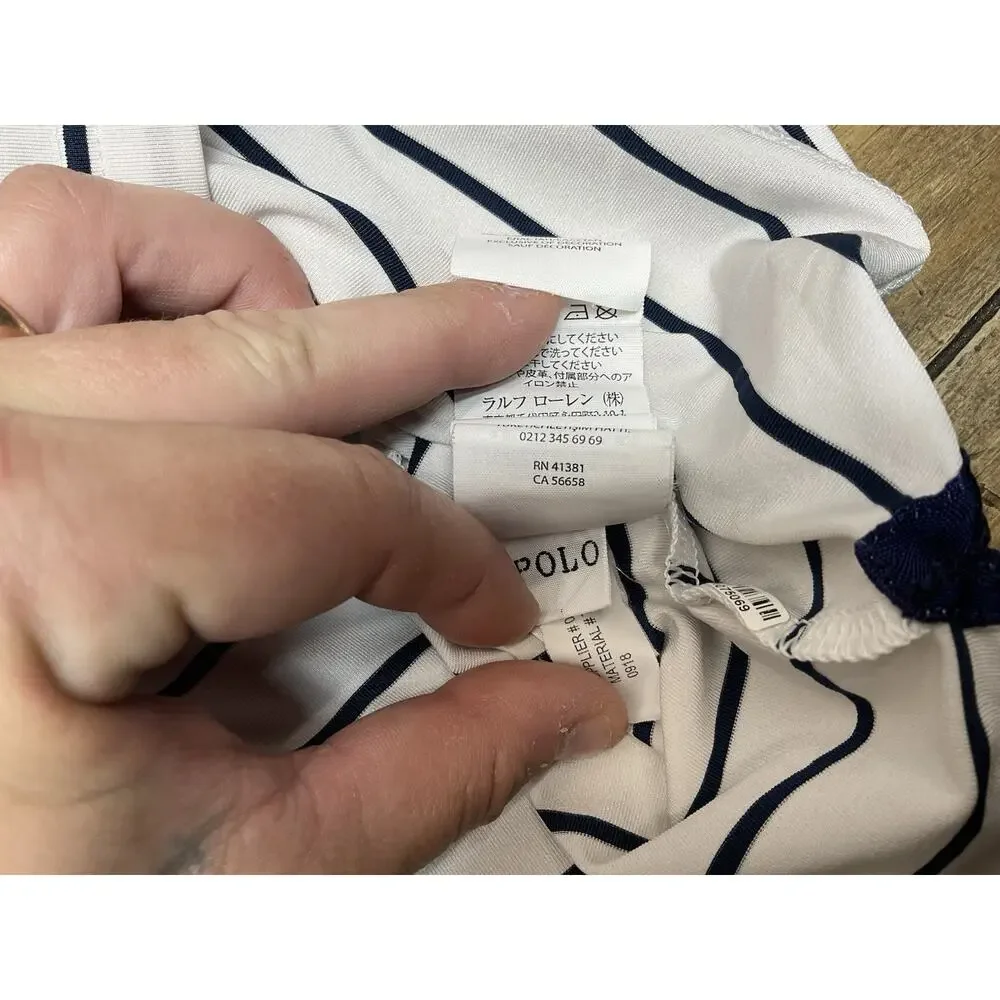 Polo Ralph Lauren Performance Shirt Mens Medium Striped Short Sleeve Stretch